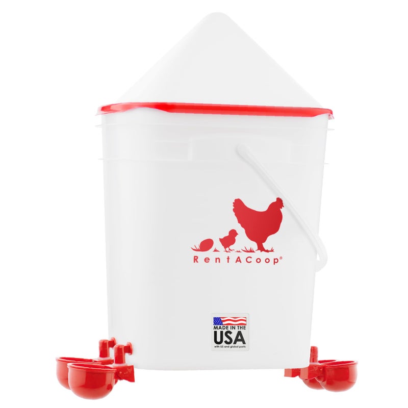RentACoop 5 Gallon/ 4 Automatic-Fill Water Cup Chicken Waterer - Center Placement - Image 1